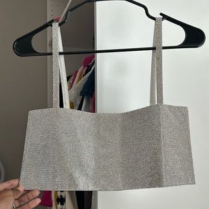 NWT - silver shimmer crop tank -  size small